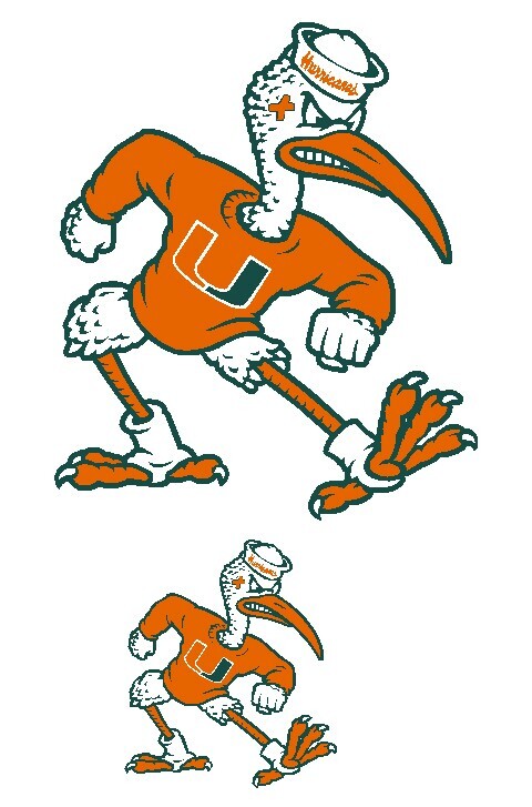 Miami Hurricanes - Sebastian the Ibis - decal - sticker - NEW FOR 2024