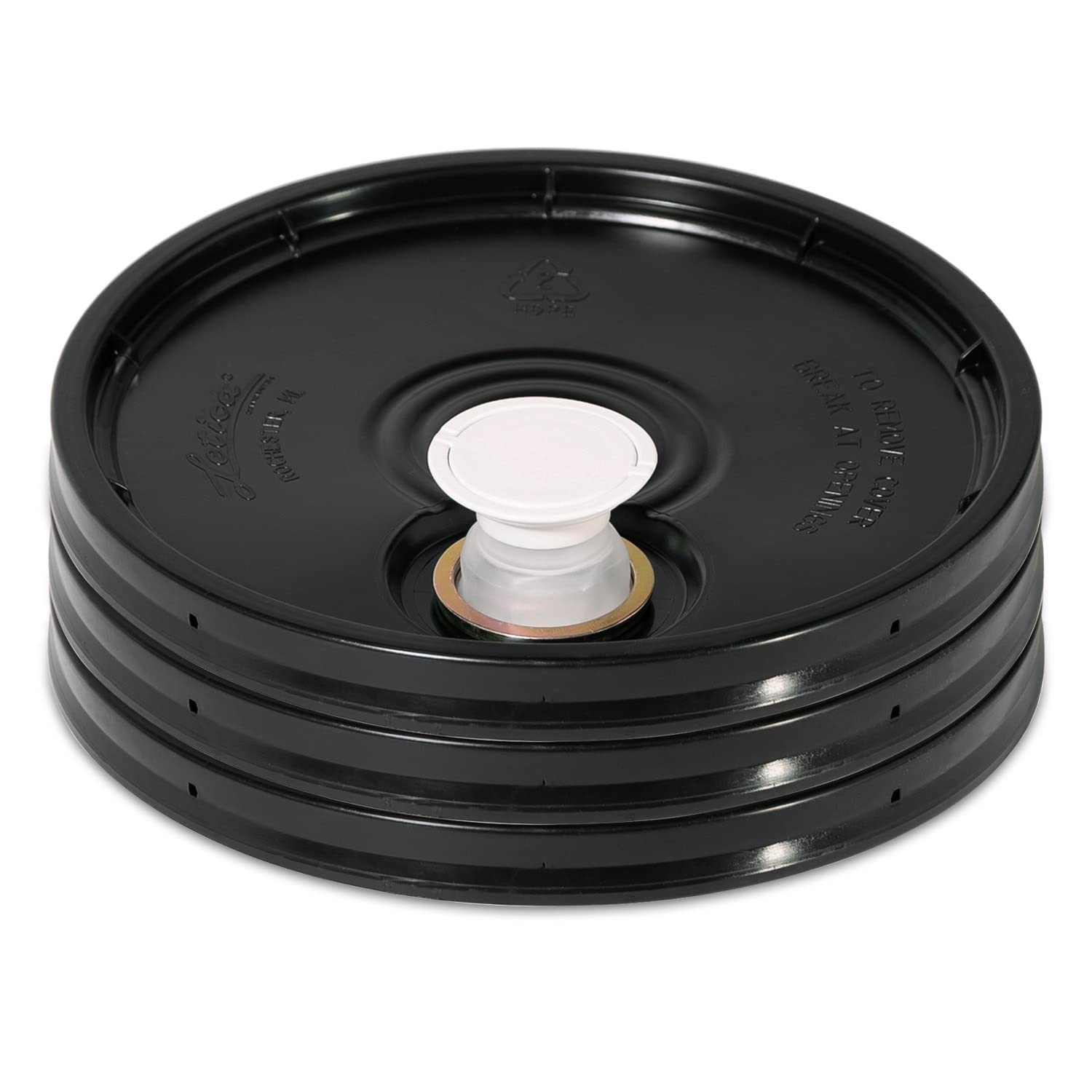 Meranti 5 Gallon Pail Lid with Pour Spout and Gasket | fits 3 Pack, Black