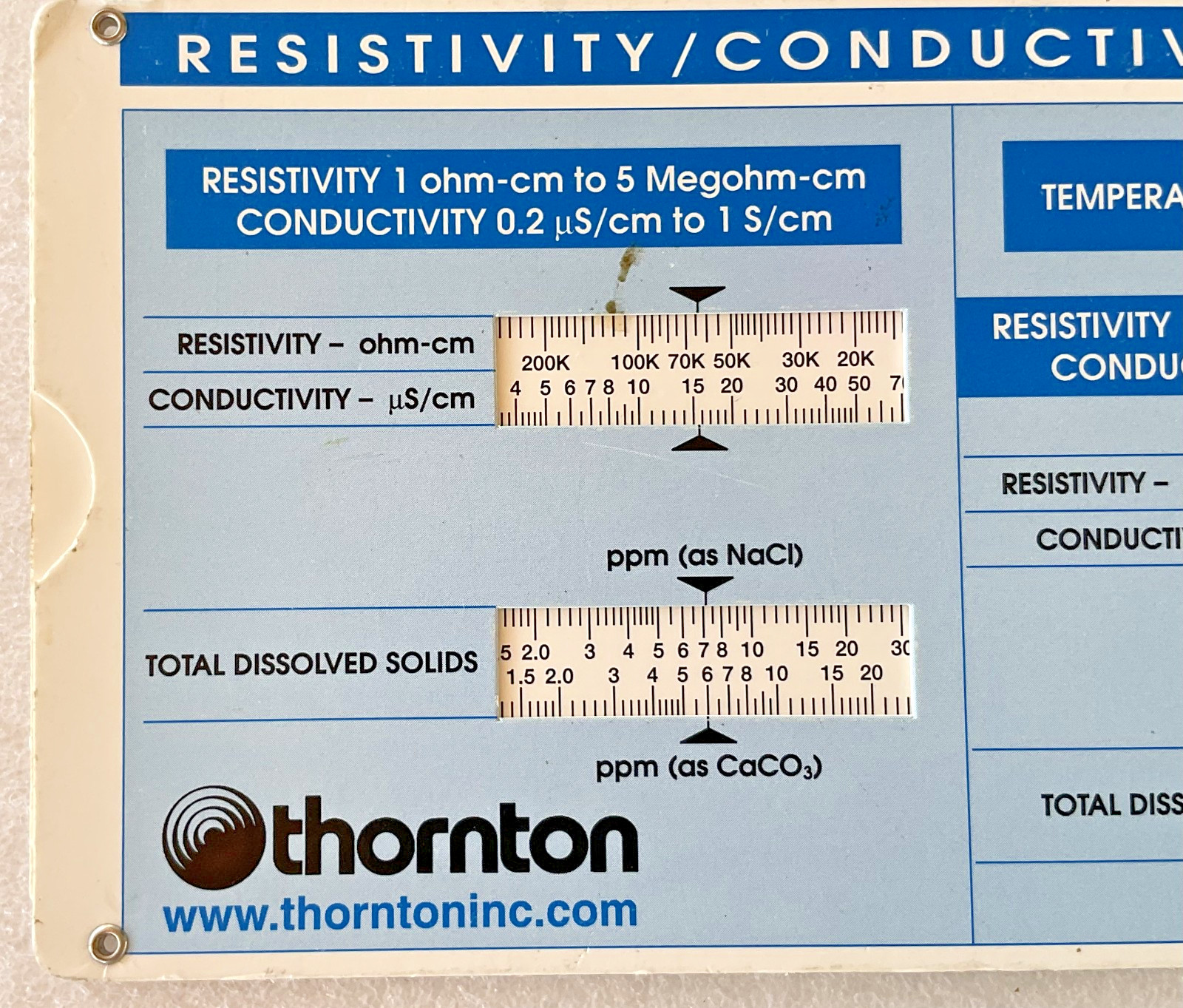 Liquid Flow Calculator + Resistivity / Conductivity units converter Slide Chart