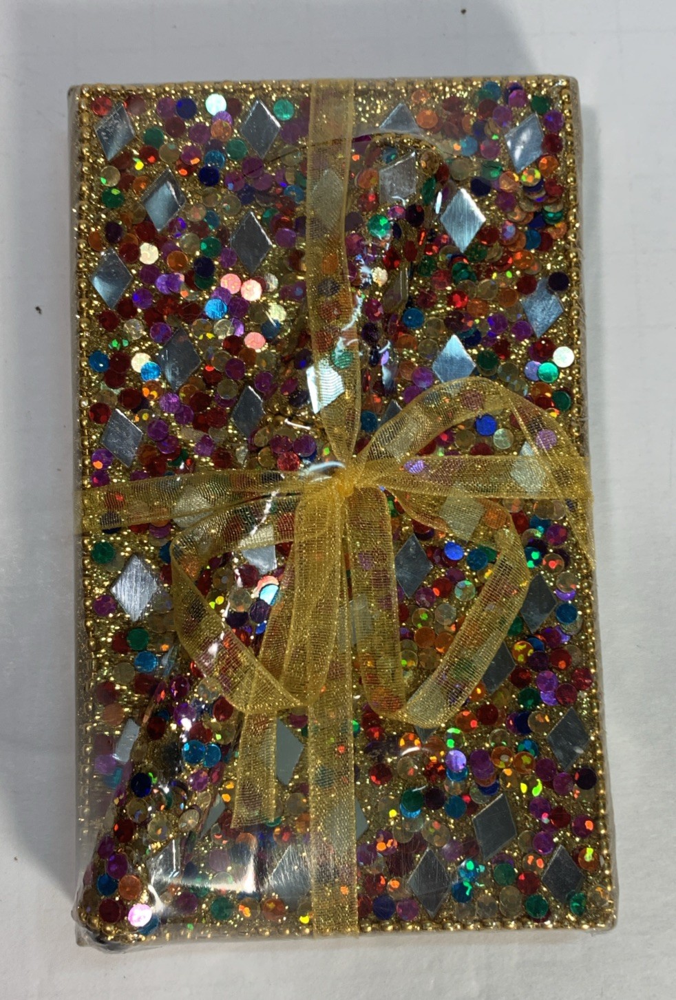 Pier 1 Imports Mini BEJEWELED Notepad with Pen SET~Multi-color Indian~3”x 3” NEW