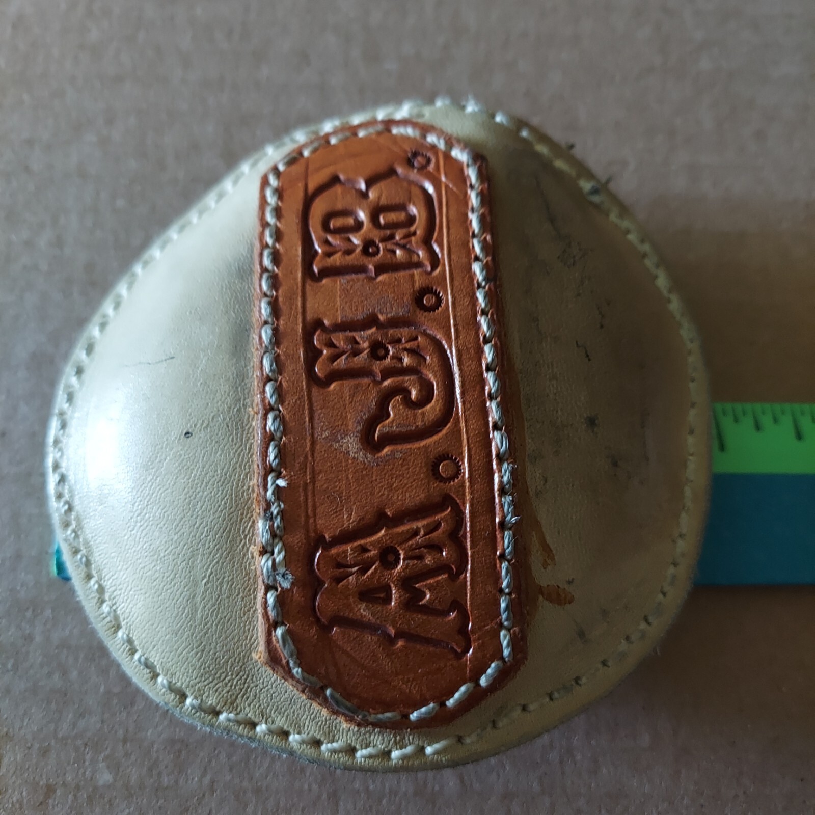 Initial Initials A J B Leather Office Paper Weight Desk Western Cowboy Style