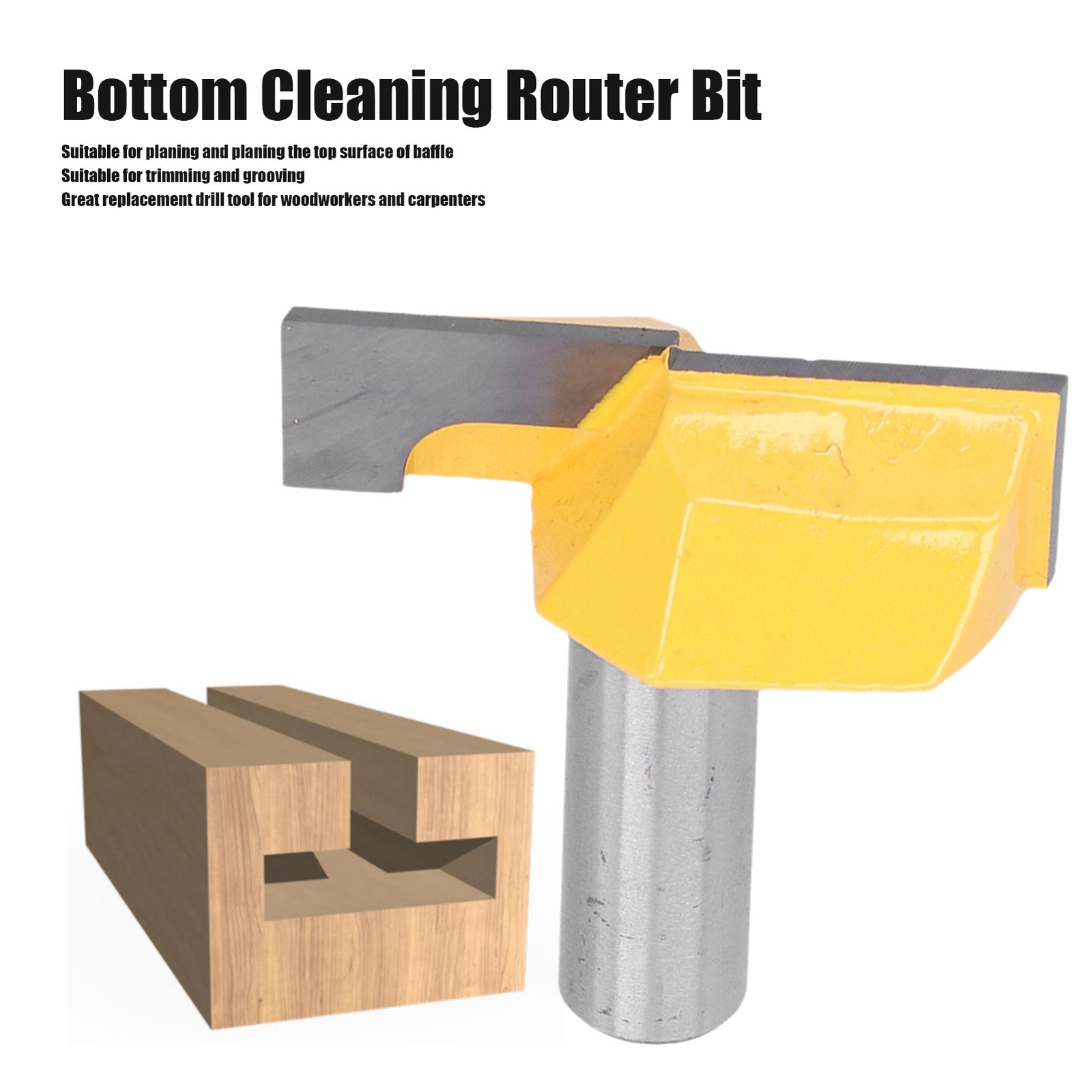Bottom Cleaning Router Bit 1/2in Shank Surface Planing Routers Cutter Slab New