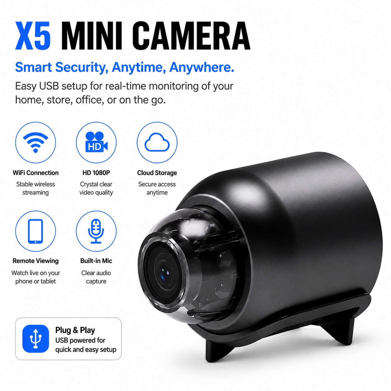 Mini Wireless Record Camera WiFi IP Home Security DVR Night Vision HD USB 1080P