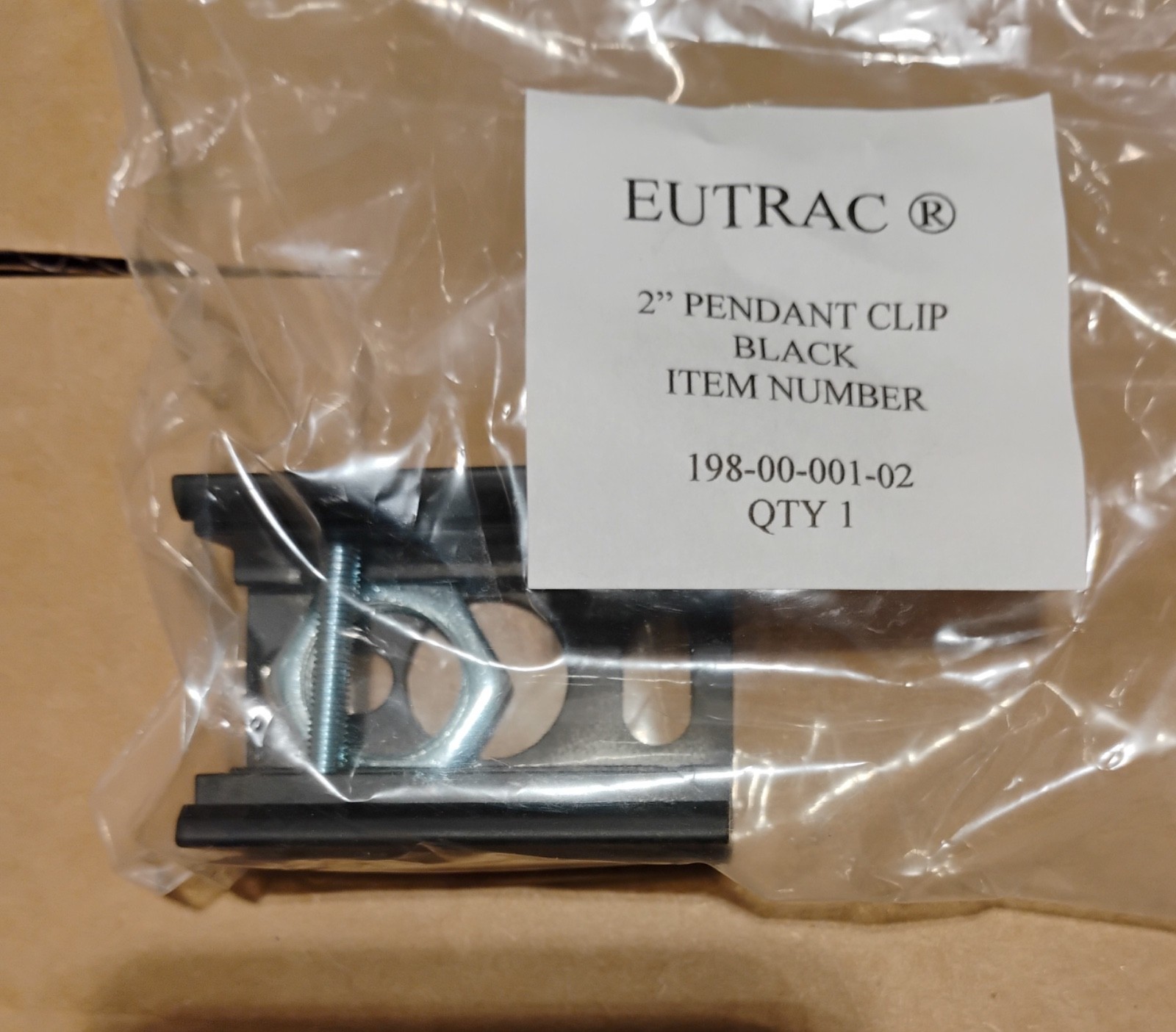 Eutrac 198-00-001-02  Pendant Clip 2-inch Black