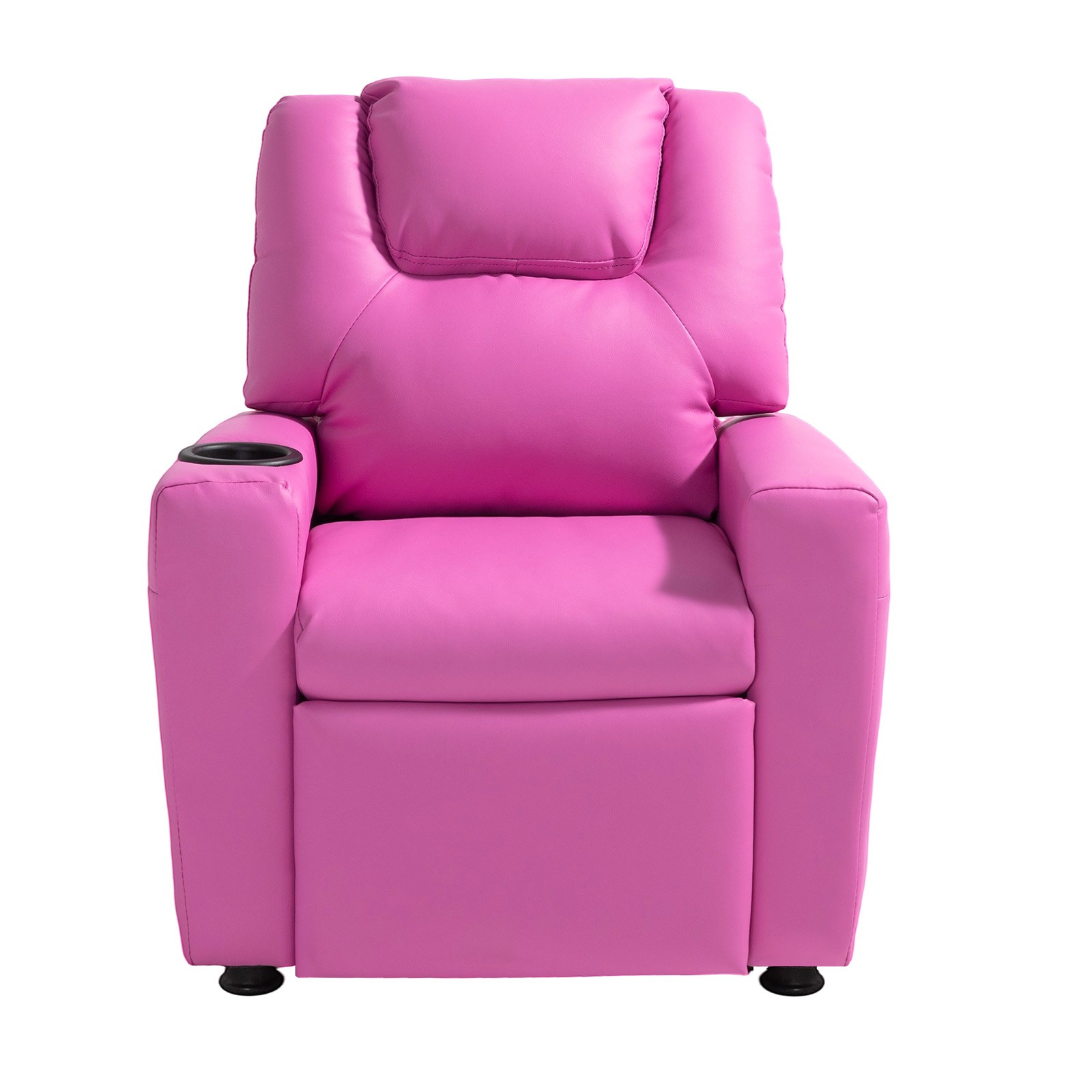 Uimoso Kids Reclining Chair PU Leather Toddler Recliner with Cup Holder (Pink)