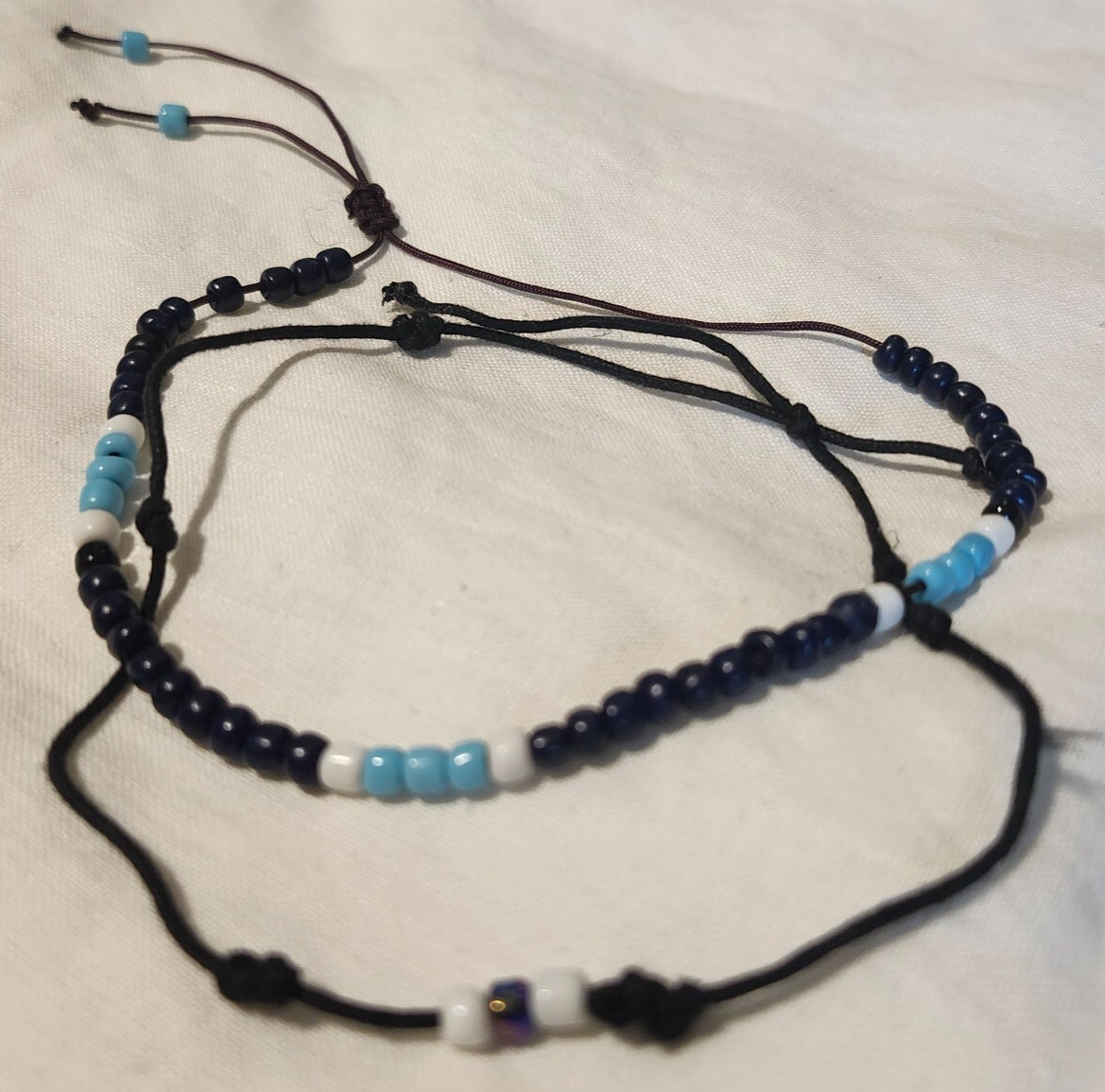 Handmade Embroidery Thread and Bead Anklets