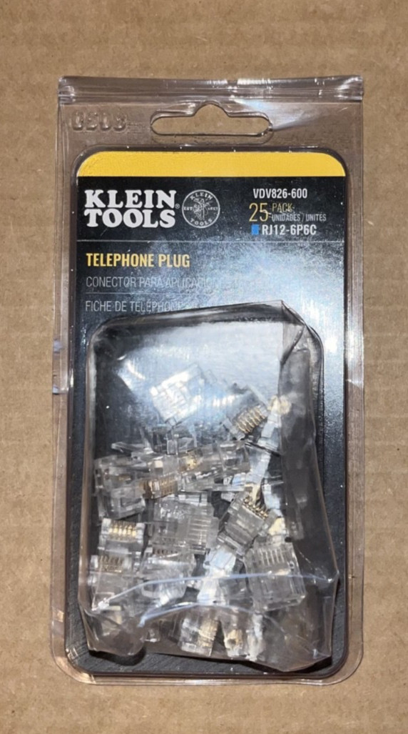 Klein VDV826-600 Modular Plugs - RJ11 Pack