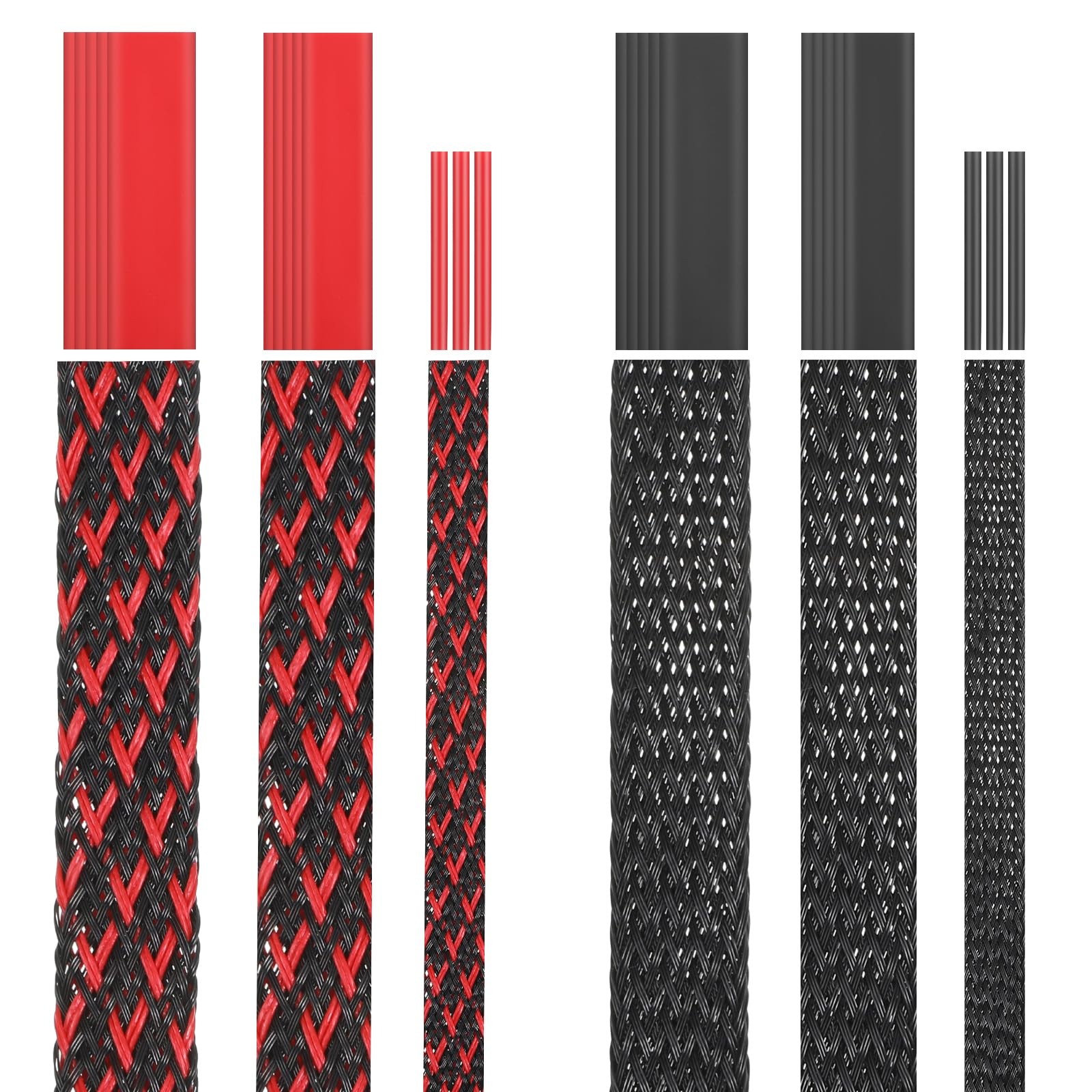 6 rollos de fundas para cables trenzados 96 pies con 127 tubos termorretráctiles