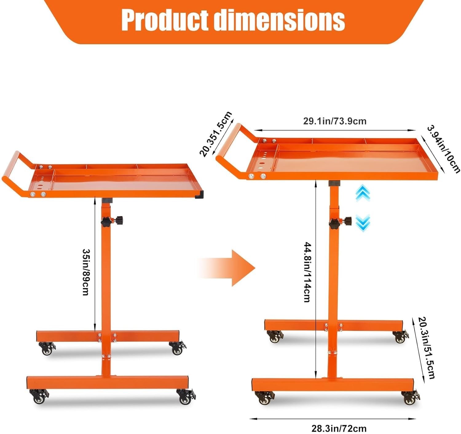 Wheels, Heavy Duty Mobile Tool Table AdjustabLE Steel Portable with Workbench