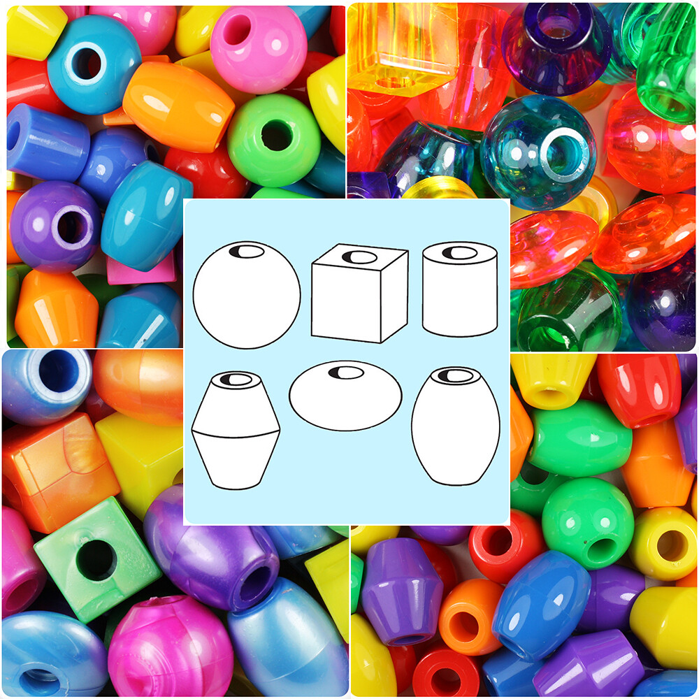 BeadTin 25mm Jumbo Shape Pony Beads (8oz)  - Color choice