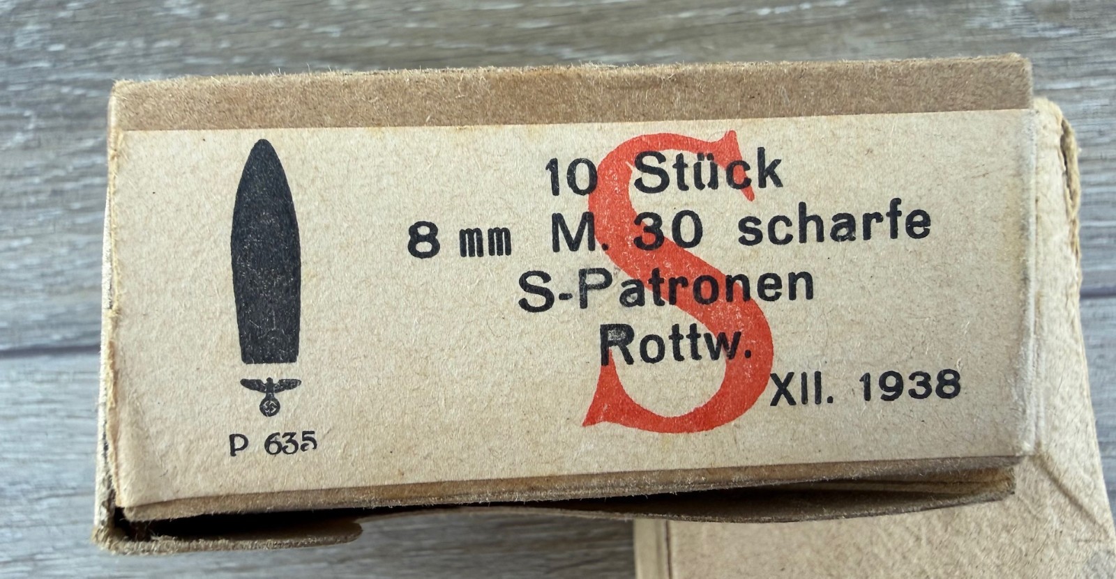 Origina WW2 German 8mm ammunition box WWII Autrian Styer M95 (b7)