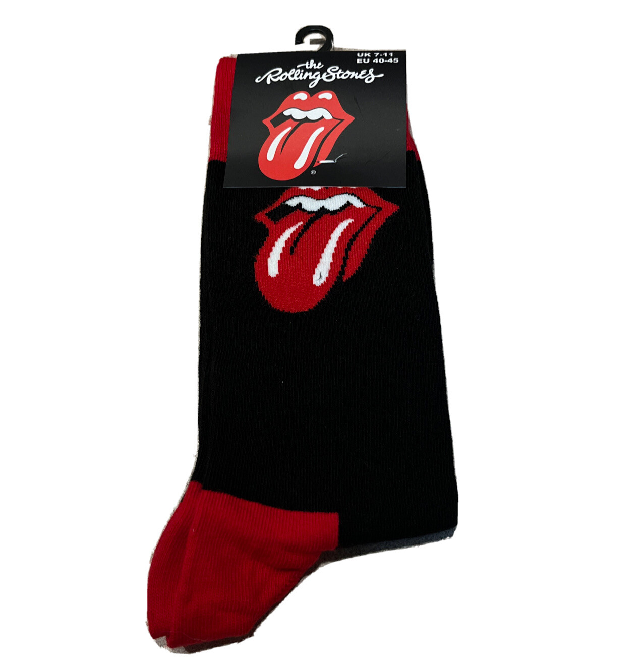 Rolling Stones Mens Socks Classic Tongue Logo Black / Red New With Tags