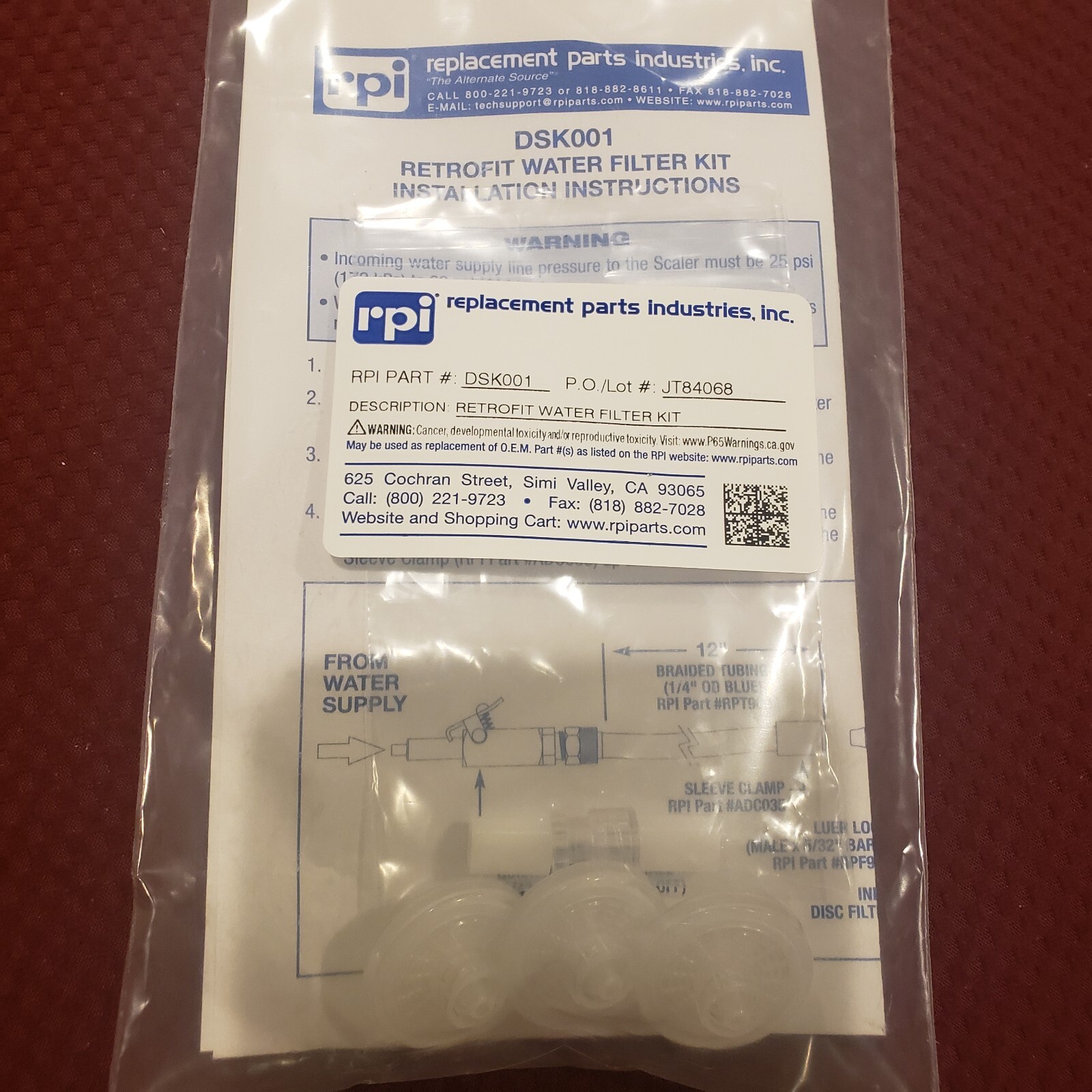 DENTSPLY Cavitron Retrofit Water Filter Kit BOBCAT® Pro - G130 RPI#DSK001