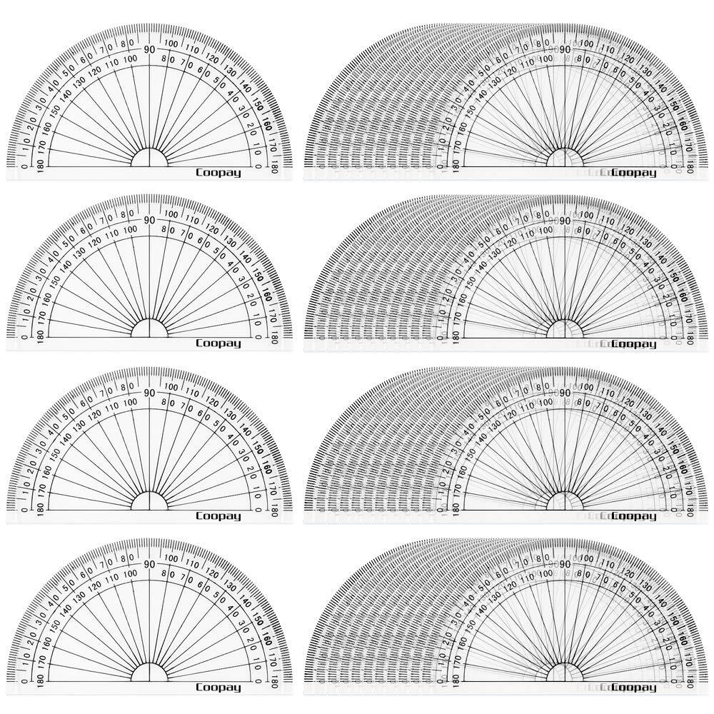 48 Pack 4 Inch Plastic Protractors Student Math Clear Protractor 180 Degrees