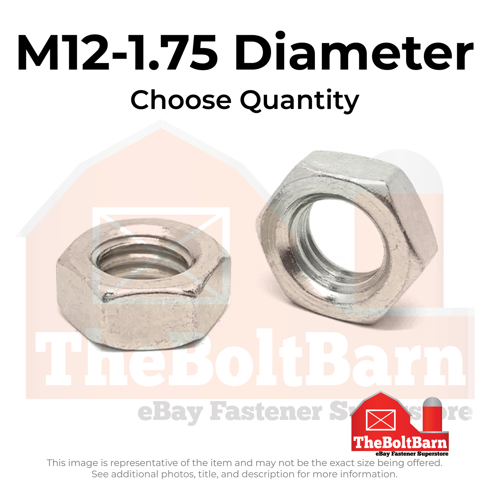 M12-1.75 A2-70 Stainless Steel Hex Jam Nuts (Pick Quantity)