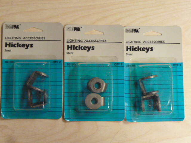 NOS! LOT OF 6 GAMPAK STEEL HICKEYS LIGHTING ACCESSORIES 1" LONG 3/8"-1/2" #30130
