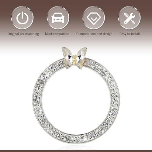 Bling Ignition Start Switch Decorative Ring, Inlaid Rhinestone 1 PC White
