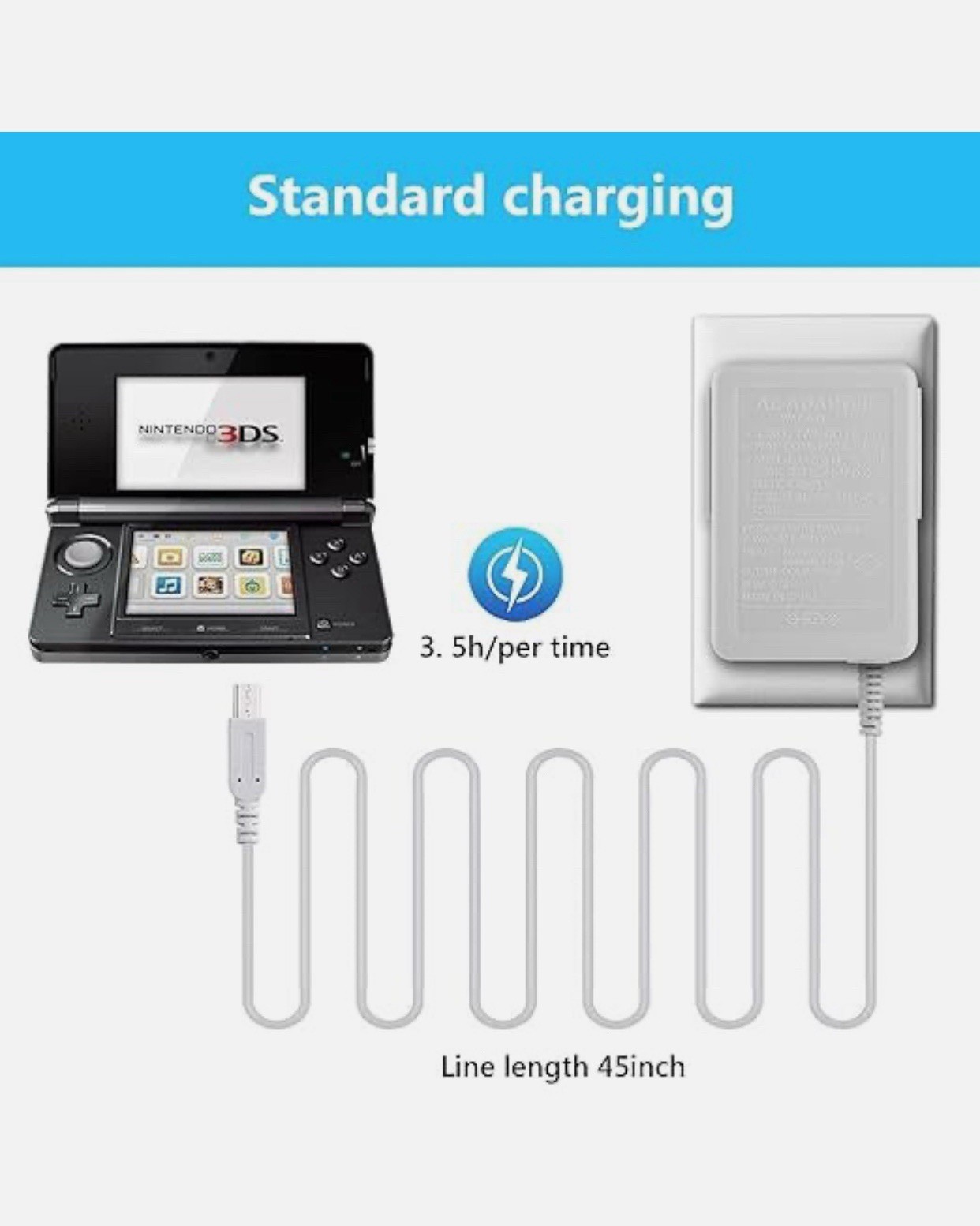 Cable Cargador de Pared Compatible con Nintendo DSi 2DS 3DS DSi XL