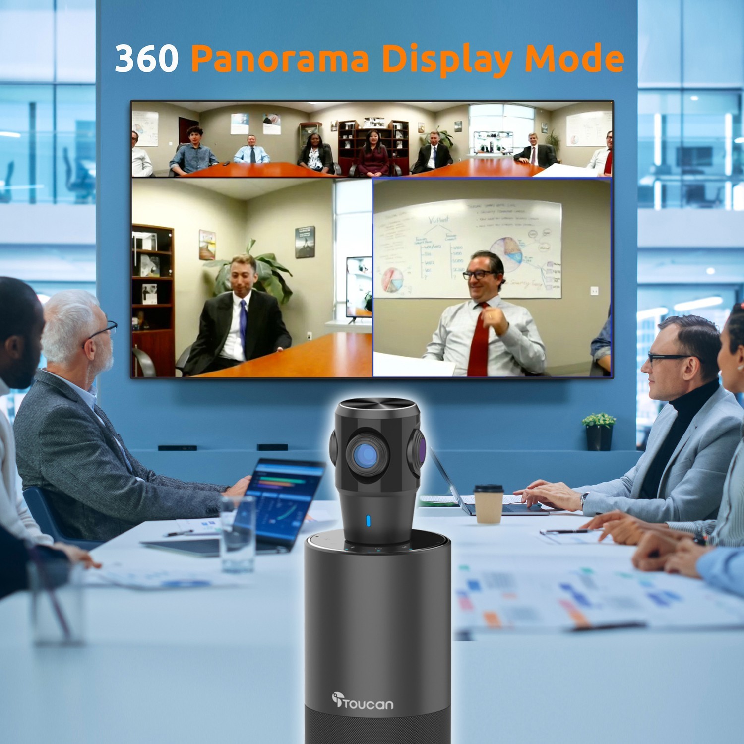 Toucan® SC360 Video Conference System 360 with Auto Voice Tracking, Black