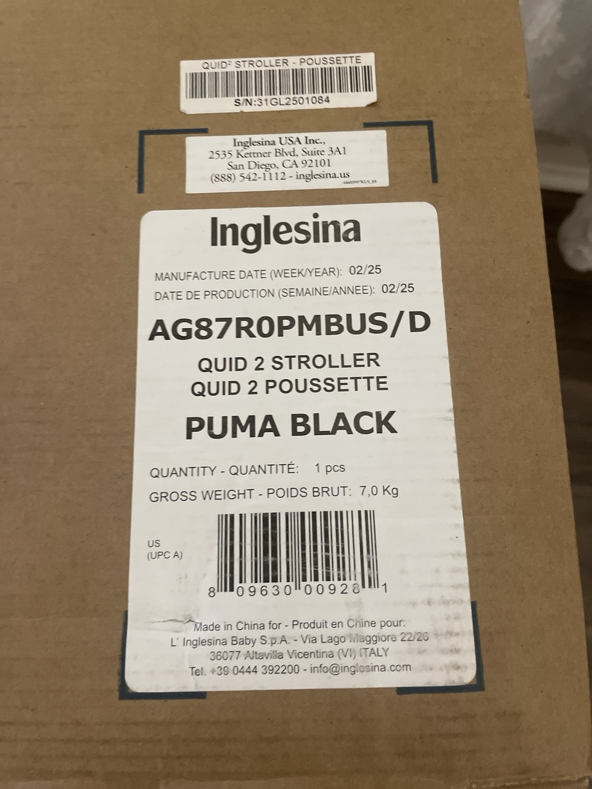Inglesina Quid Stroller - Puma Black