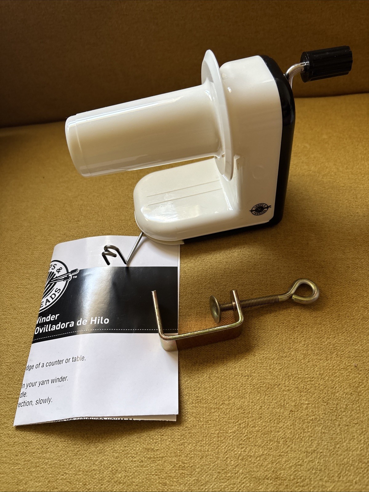 Loops and Threads Hand Operated Yarn Winder with Table Clamp KnittingOpened Box.