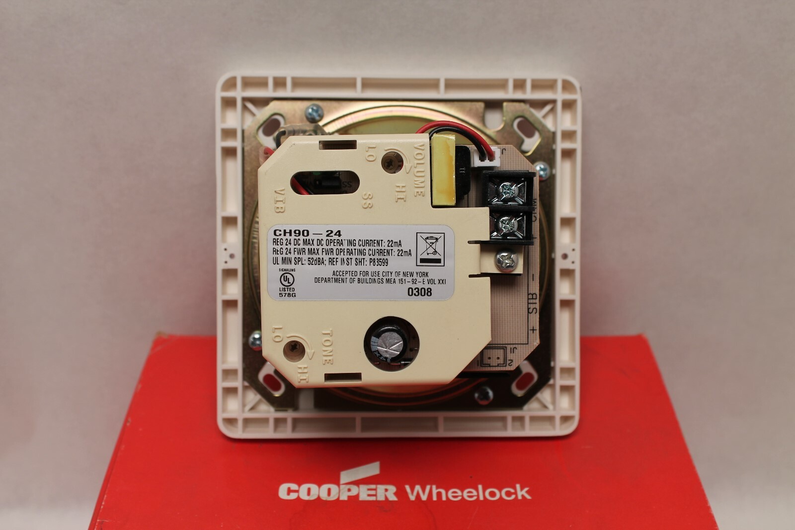COOPER WHEELOCK CH90-24-R CHIME 24VDC CEILING RED