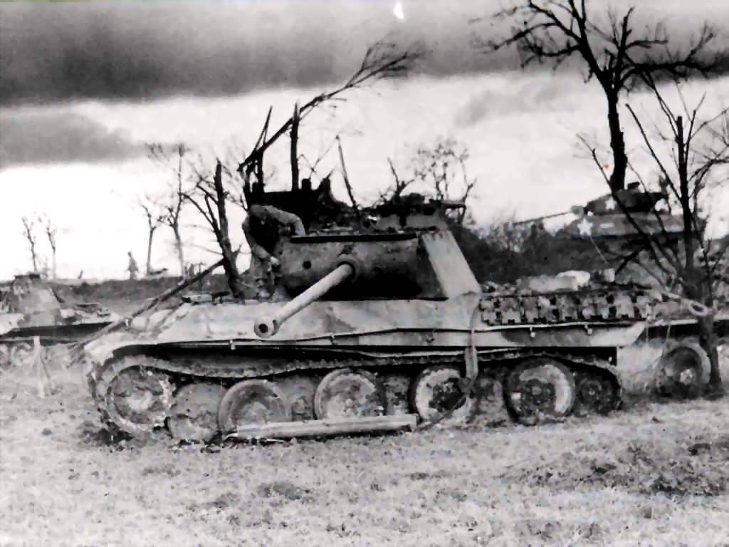 WWII Photo, Knocked Out Panther Tank at Battle of Bulge WW2 World War Two
