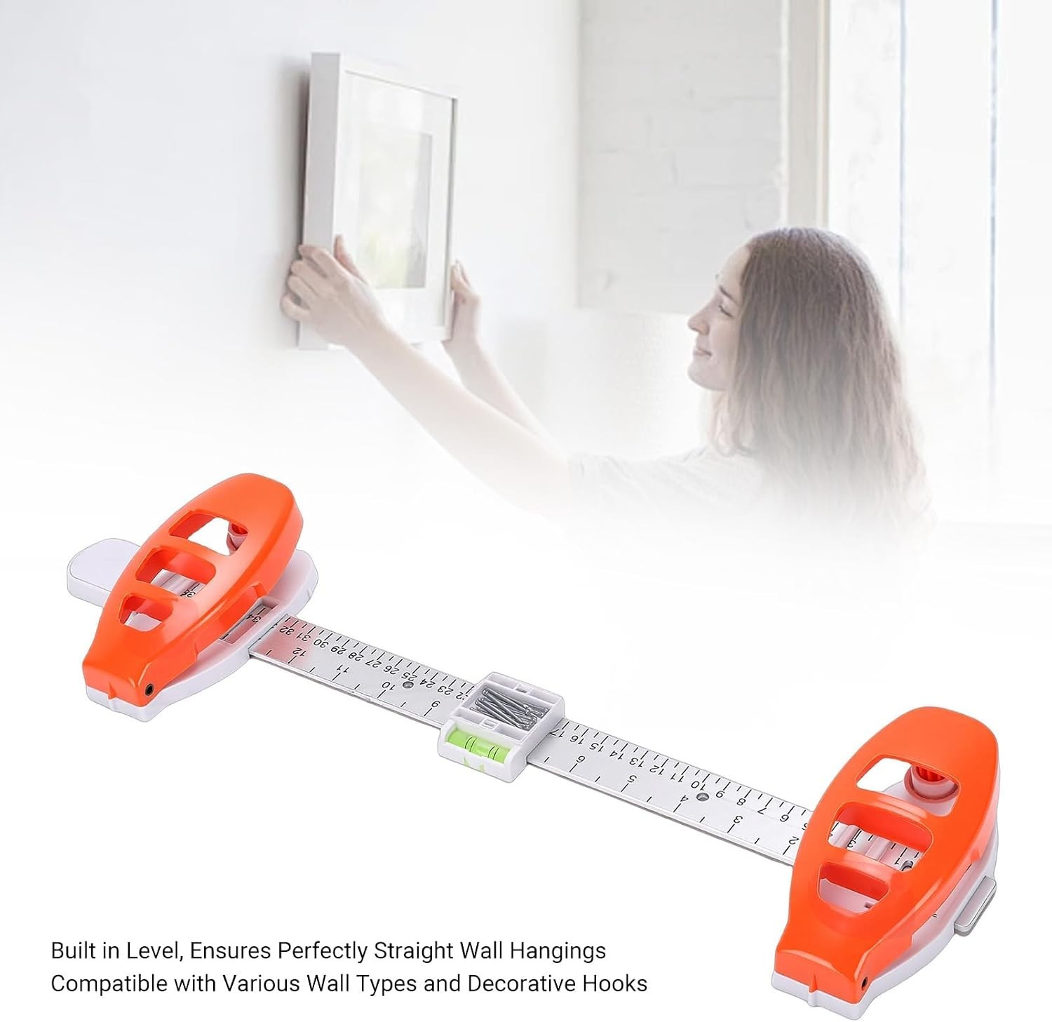 Professional Quality Picture Hanging Tool with Integrated Level & Marking Aid
