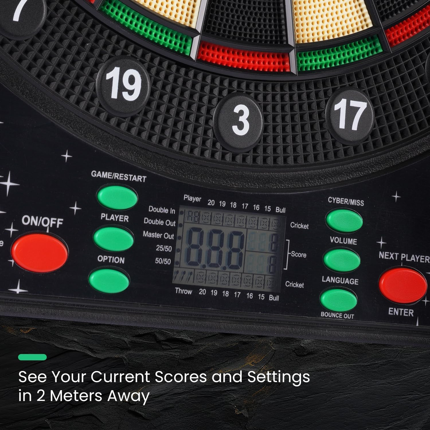 LED Electronic Dartboard with Auto-Scoring, 12 Darts & 8-Player Mode