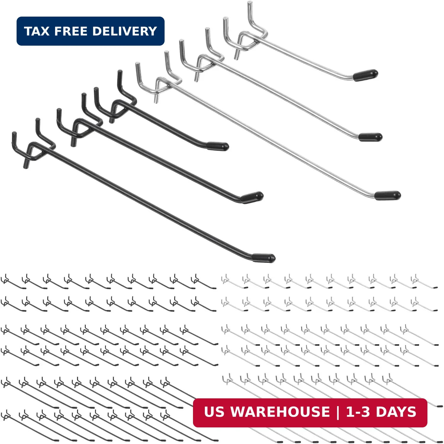 120 Pack Pegboard Hooks, 4/6/8 Inch Peg Board Shelving Hook for Hanging Tools Fi