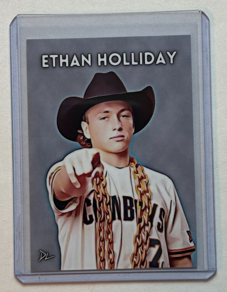Ethan Holliday Limited Artist Signed "Oklahoma St. Cowboys" Trading Card 2/10