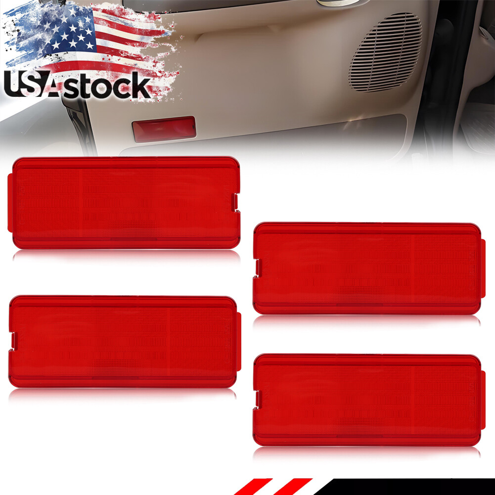 4PCS Red Interior Door Reflector Light Lenses For 99-07 Ford F250 F350 F450 F550
