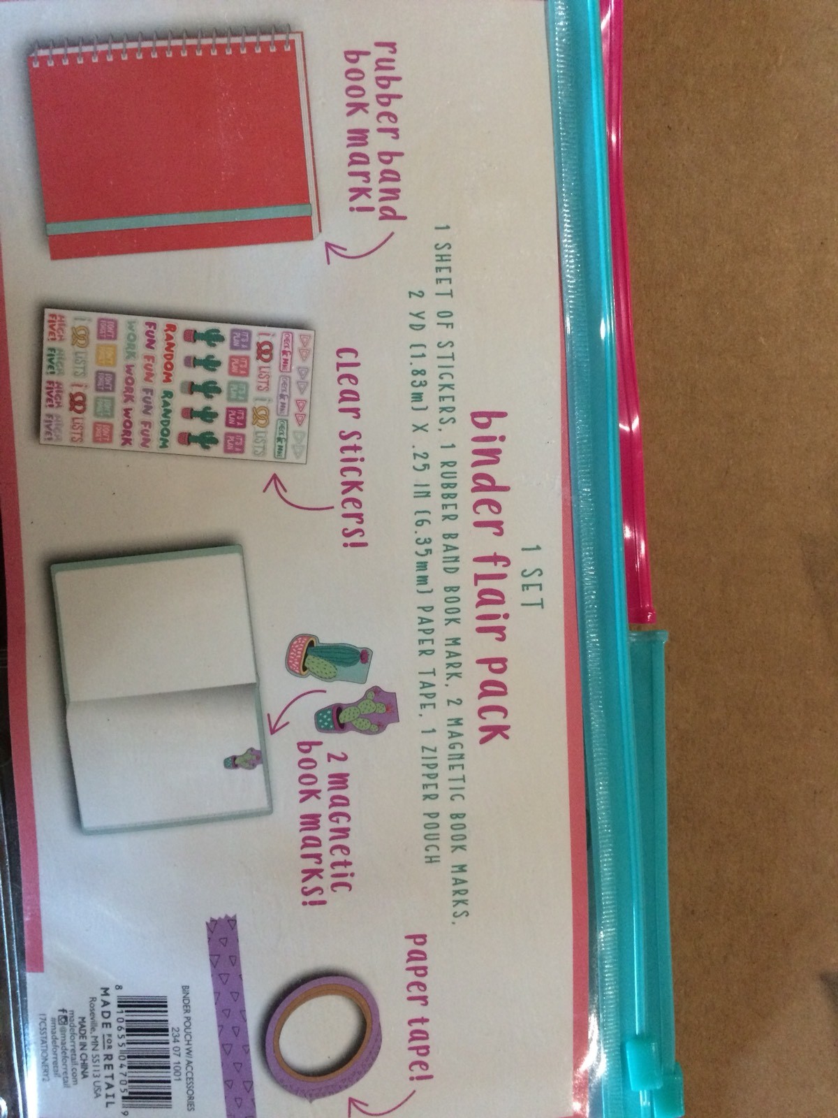 Lot Of 16 Plastic Binder Flair Packs Girls Plastic Pink & Teal New!!