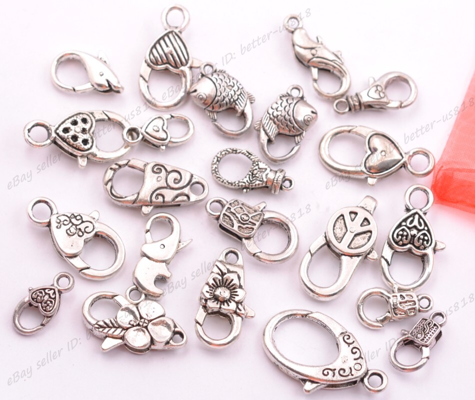 10Piece packed with silver jewelry items heart-shaped lobster buckle hook DIY