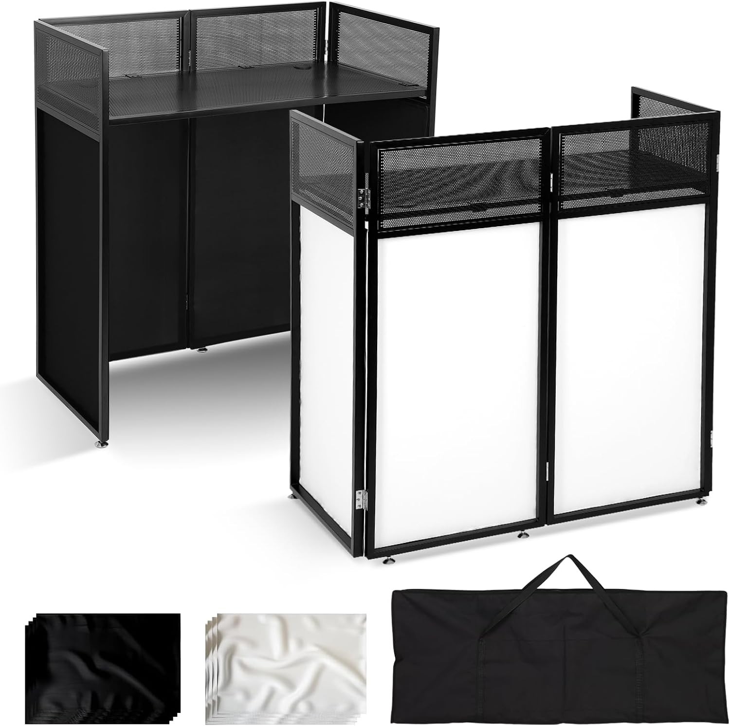 44x42.2x20.6" Portable DJ Booth Table Station, Foldable DJ Facade
