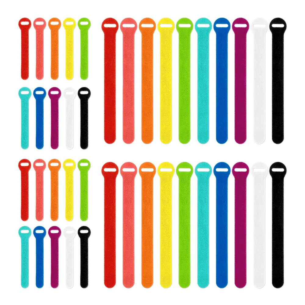 5 In. and 8 In. Reusable Hook and Loop Straps for Cord Management Self Gripping