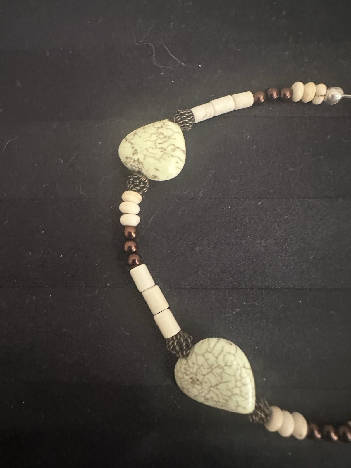 Artisan Stone Bracelet Hearts Beads