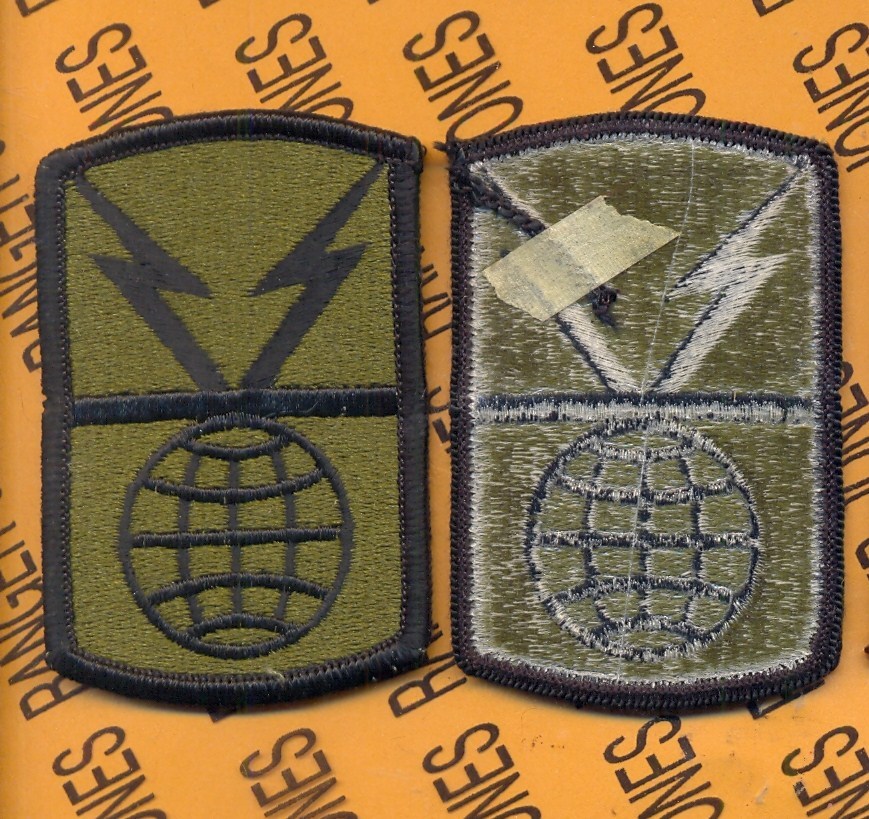 US Army 1108th Signal Brigade OD Green & Black Duty uniform patch m/e