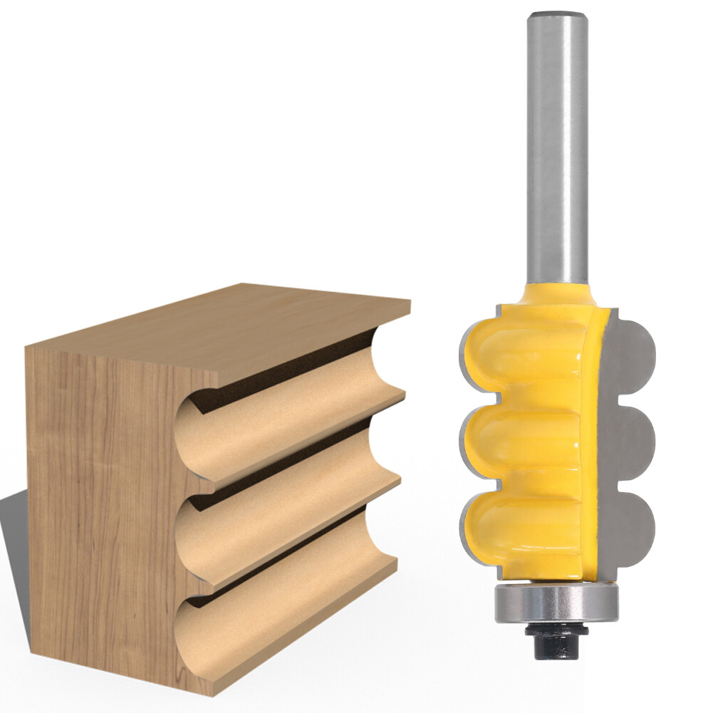 2pcs 8mm Shank Triple Bead & Triple Flute Large Molding Router Bits Set Cutter