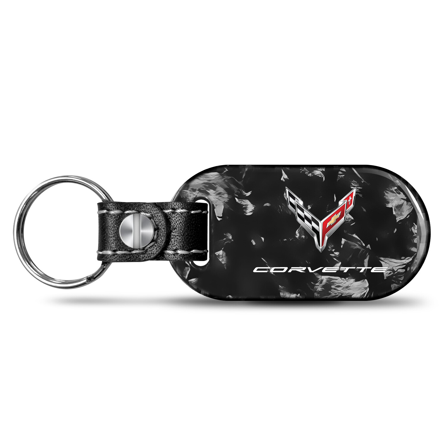 Chevrolet Corvette C8 Real Forged Carbon Fiber Tag Style Key Chain