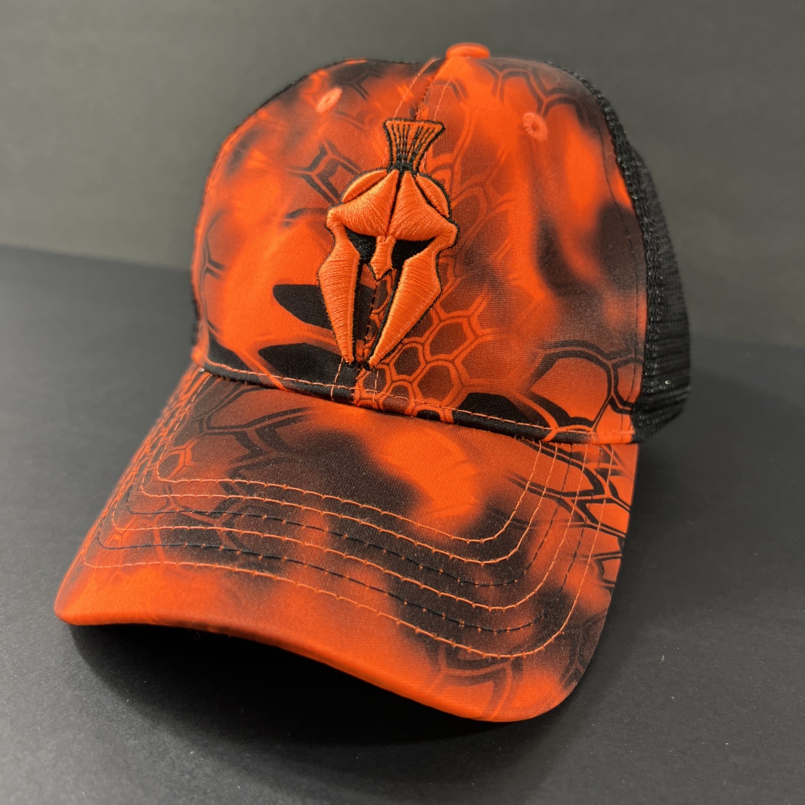 Kryptek Inferno Hat SPARTAN HELMET 3D Logo MESH TRUCKER Cap New Defect