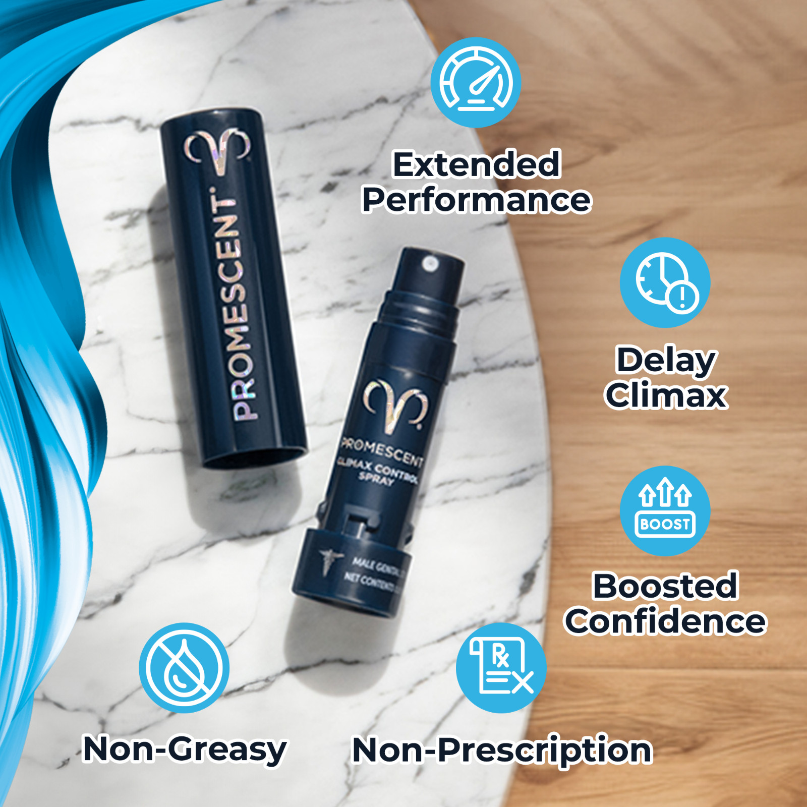 Promescent Men’s Delay Spray (2.6ml) & Delay Wipes Last Longer in Bed Bundle