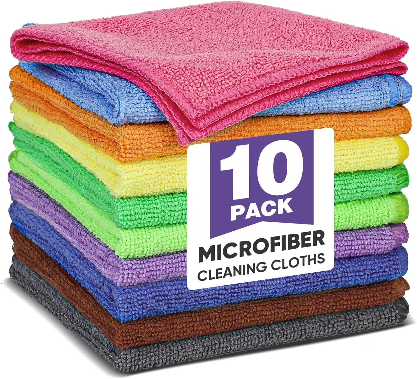 10 Colors Microfiber Cleaning Cloths, 10 Pack Assorted Cleaning Rags | Mi