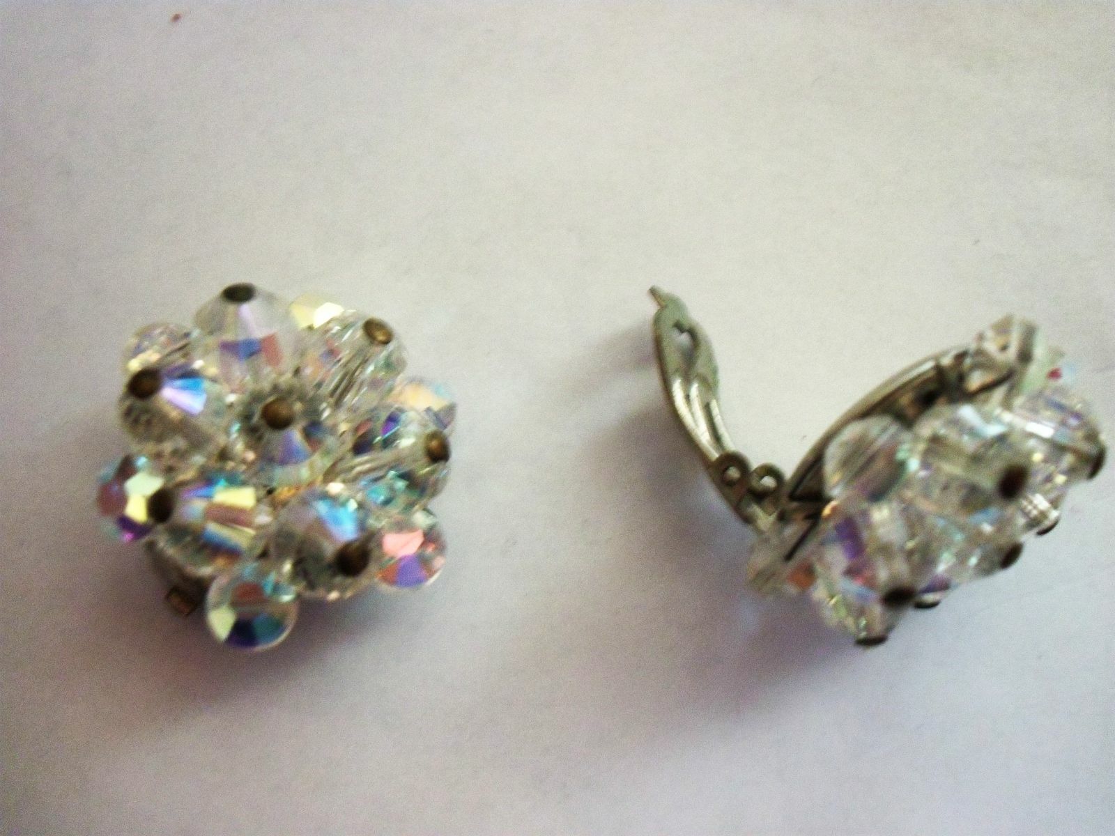 Imitation Crystal Clip On Earrings  Vintage 1960's Made In Germany