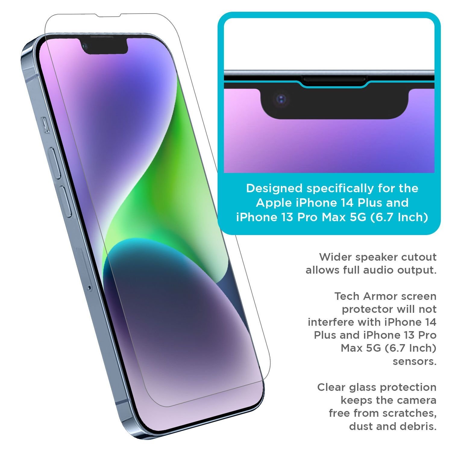 Tech Armor Glass Screen Protector for iPhone 14 Plus and 13 Pro Max 6.7" 3-PACK