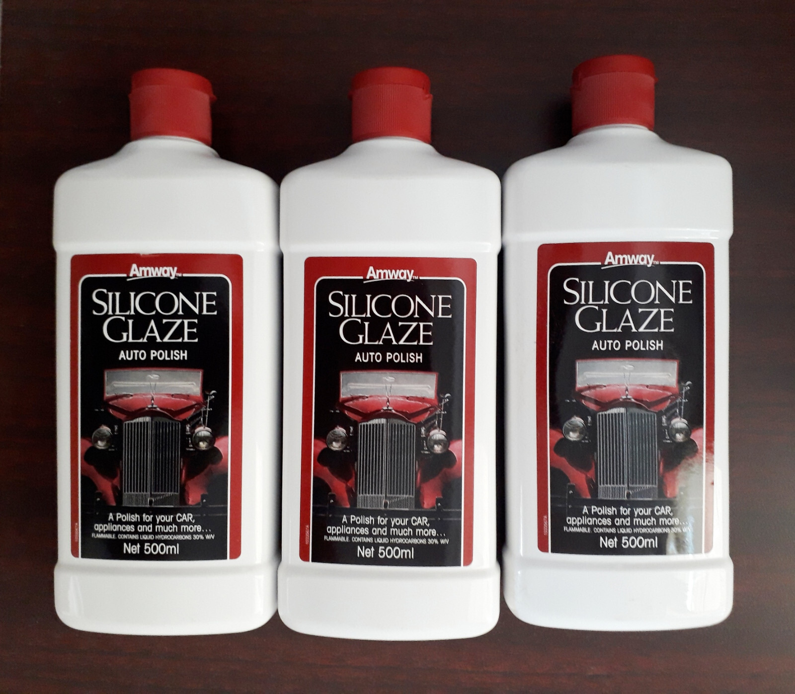 3X 500ml Amway Silicone Glaze Car Bike Polish Blend of Wax Free Ship