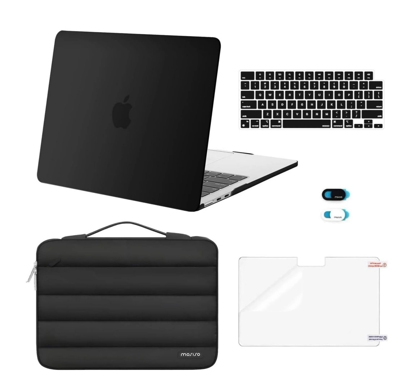 13” Hard Case Black Puffy Bag & Keyboard Cover for MacBook Air A3240 A3113 A2681