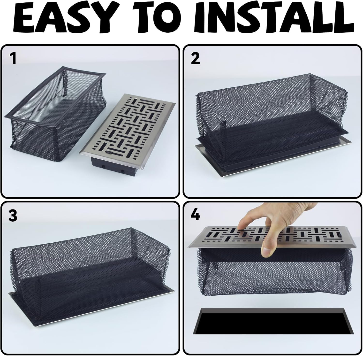 8 Pcs Floor Register Cover Trap, Floor Vent Filters for Registers 4x10, Vent Cat