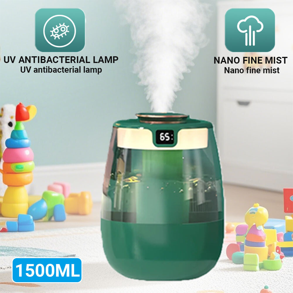 Quiet Night 1500ML Humidifier - Soft Light,280ml/h Fog & Blue Sterilization