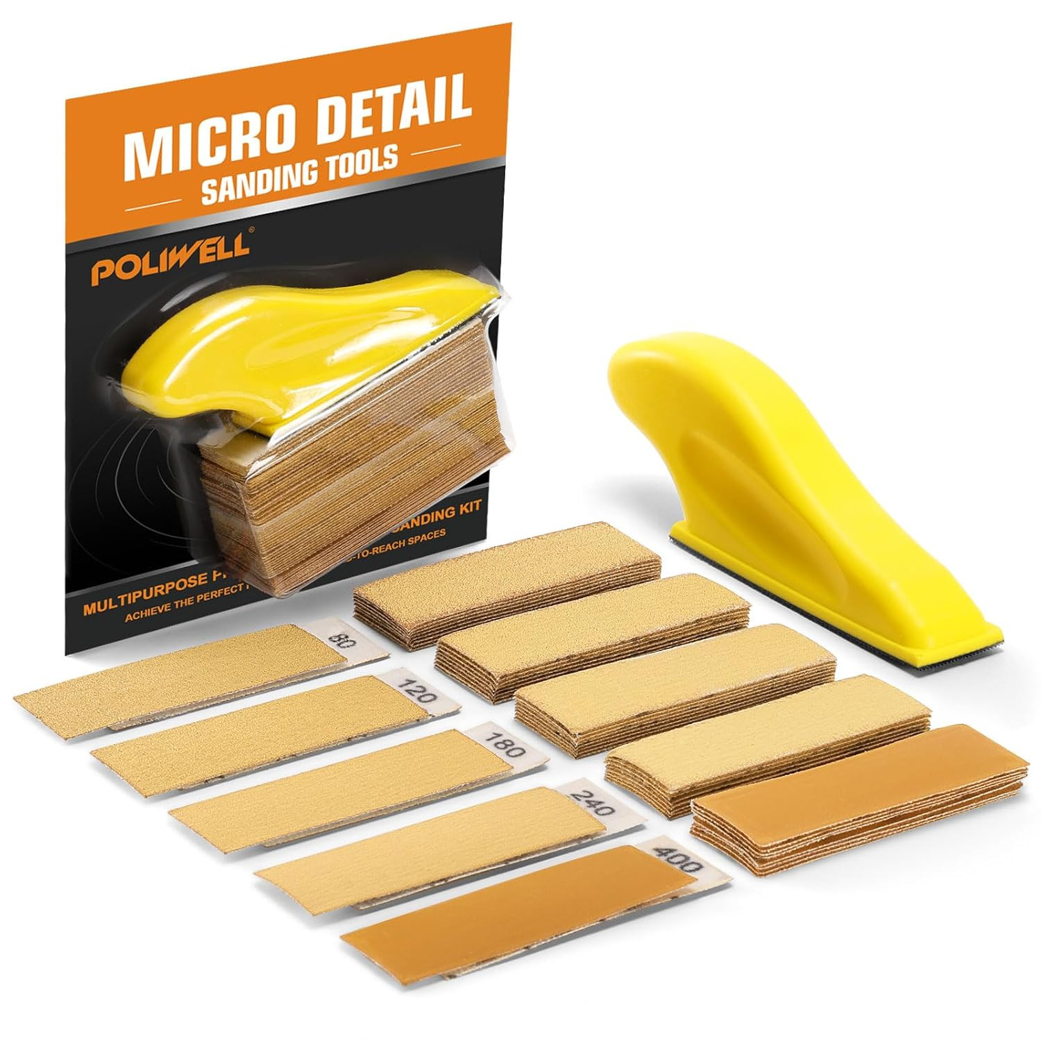Micro Sander Kit 3.5” X 1” Mini Sander for Small Projects, Detail Handle Sanding